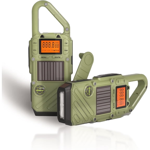 Emergency Weather Radio Walkie Talkies for Adults - NOAA/FM Weather Alert with Solar Hand Crank & USB Charging, 22-Channel Range 3 Miles Two-Way Radios, LED Flashlight & SOS Alarm