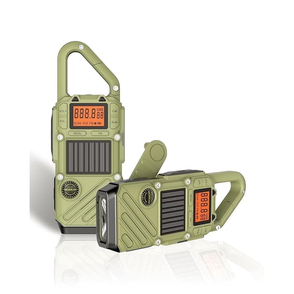Emergency Weather Radio Walkie Talkies for Adults - NOAA/FM Weather Alert with Solar Hand Crank & USB Charging, 22-Channel Range 3 Miles Two-Way Radios, LED Flashlight & SOS Alarm