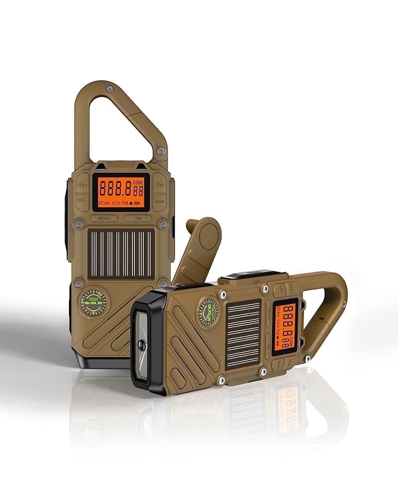 Emergency Weather Radio Walkie Talkies for Adults - NOAA/FM Weather Alert with Solar Hand Crank & USB Charging, 22-Channel Range 3 Miles Two-Way Radios, LED Flashlight & SOS Alarm