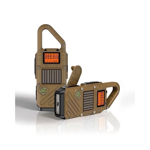 Emergency Weather Radio Walkie Talkies for Adults - NOAA/FM Weather Alert with Solar Hand Crank & USB Charging, 22-Channel Range 3 Miles Two-Way Radios, LED Flashlight & SOS Alarm