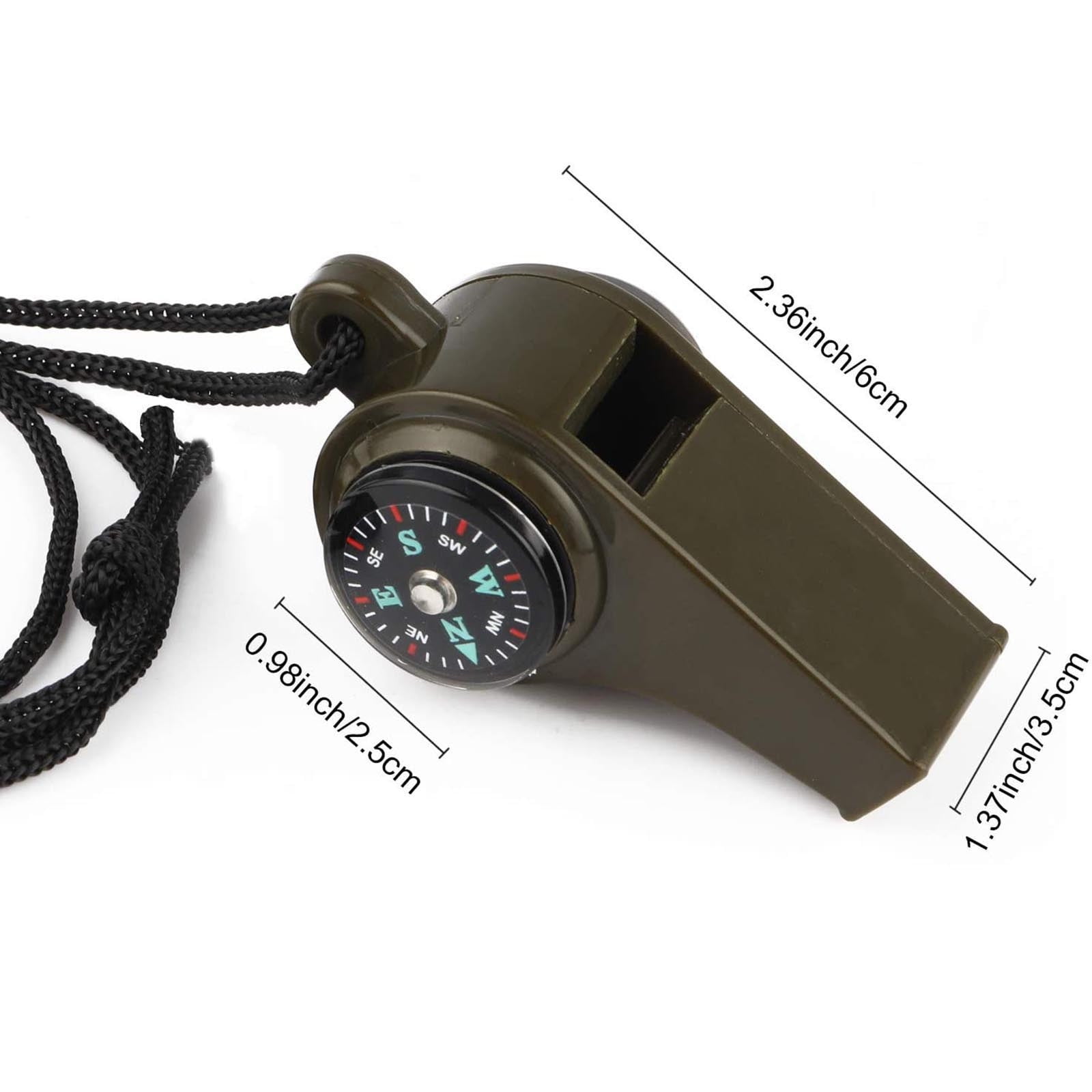 Emergency Whistle, 3 In 1, With Compass And Thermometer With Lanyard