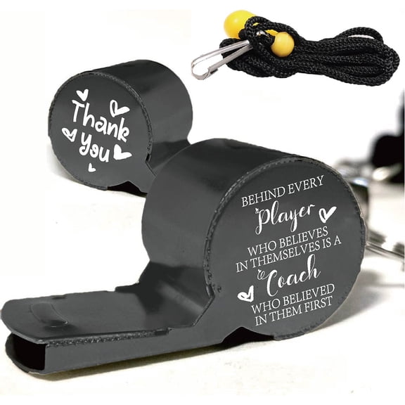 Emergency Whistle Lanyard Black Stainless Steel High Decibel Whistle