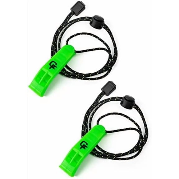 Emergency Whistles (2 Pack) | Loud Pealess Plastic Survival Whistle with Adjustable Lanyard, Clip & Reflective Stitching. Quick Safety Access for Swimming, Boating, Surfing, Hiking