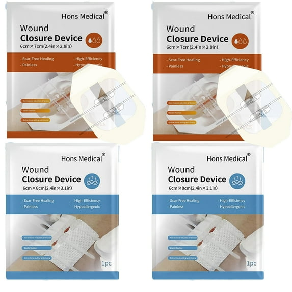 Emergency Wound Closure Strips,Sutures Butterfly Bandaids for Wound Closure, Zip Stitch Wound Closure Strips, Surgical Laceration Repair Without Stiches(4 double buckles, 2 triple buckles.)