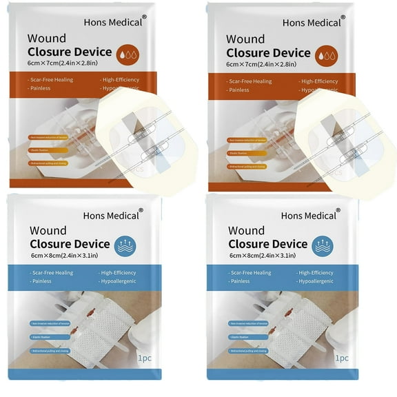 Emergency Wound Closure Strips,Sutures Butterfly Bandaids for Wound Closure, Zip Stitch Wound Closure Strips, Surgical Laceration Repair Without Stiches4 double buckles, 2 triple buckles.