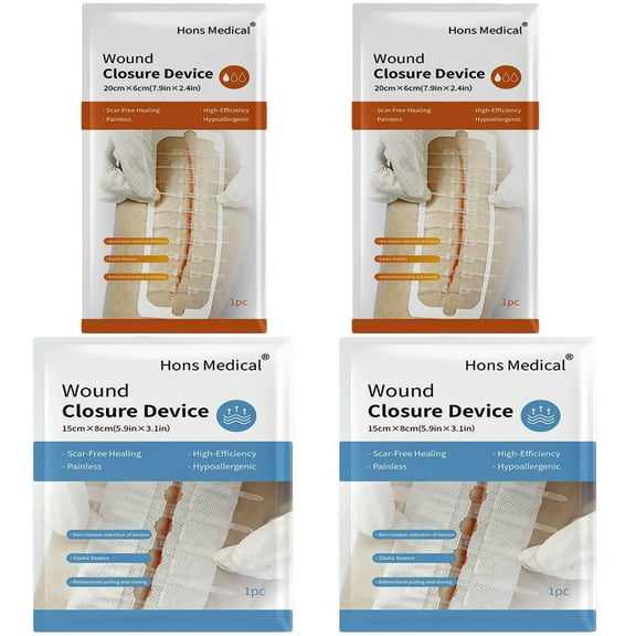 Emergency Wound Closure Strips,Sutures Butterfly Bandaids for Wound Closure, Zip Stitch Wound Closure Strips, Surgical Laceration Repair Without StichesFour in total