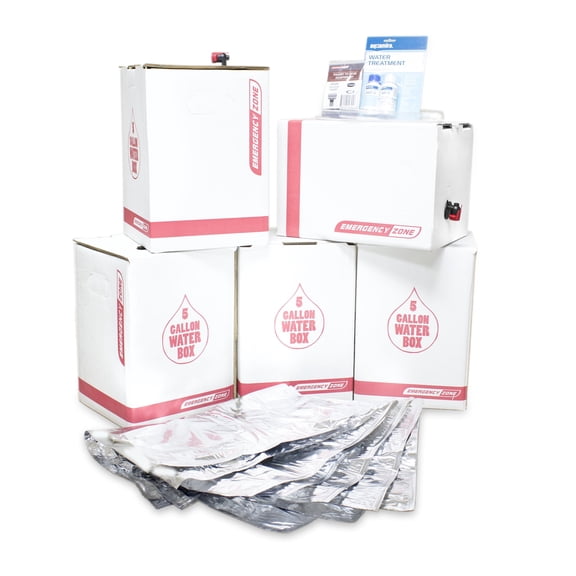 Emergency Zone - Long-Term Water Storage and Treatment Set - BPA-Free Water Bags - 25 Gallon