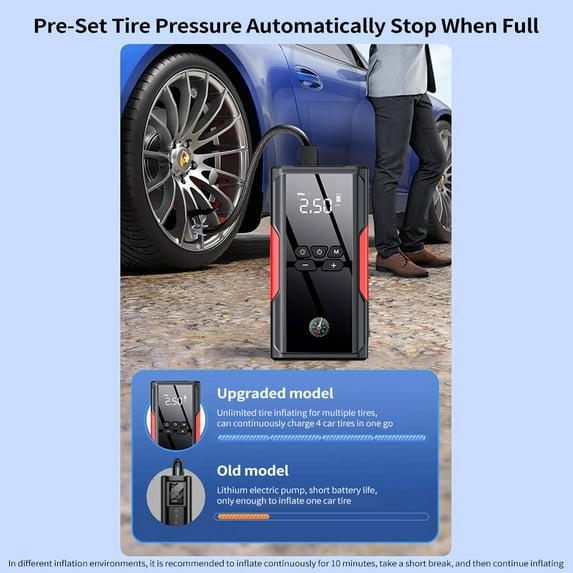 Emergency supply, Air Inflator 8000mah And Air Car Bike With Car Air Compressor 8000mah Jump Compressor Tire 8000mah Ball Pump Tire Inflator Pump With Air Pump Jump And Pump Tire Portable