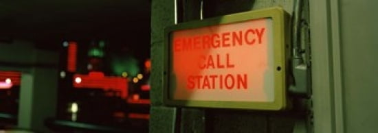 Emergency telephone booth in a city California USA Canvas Art - Panoramic Images (36 x 13)