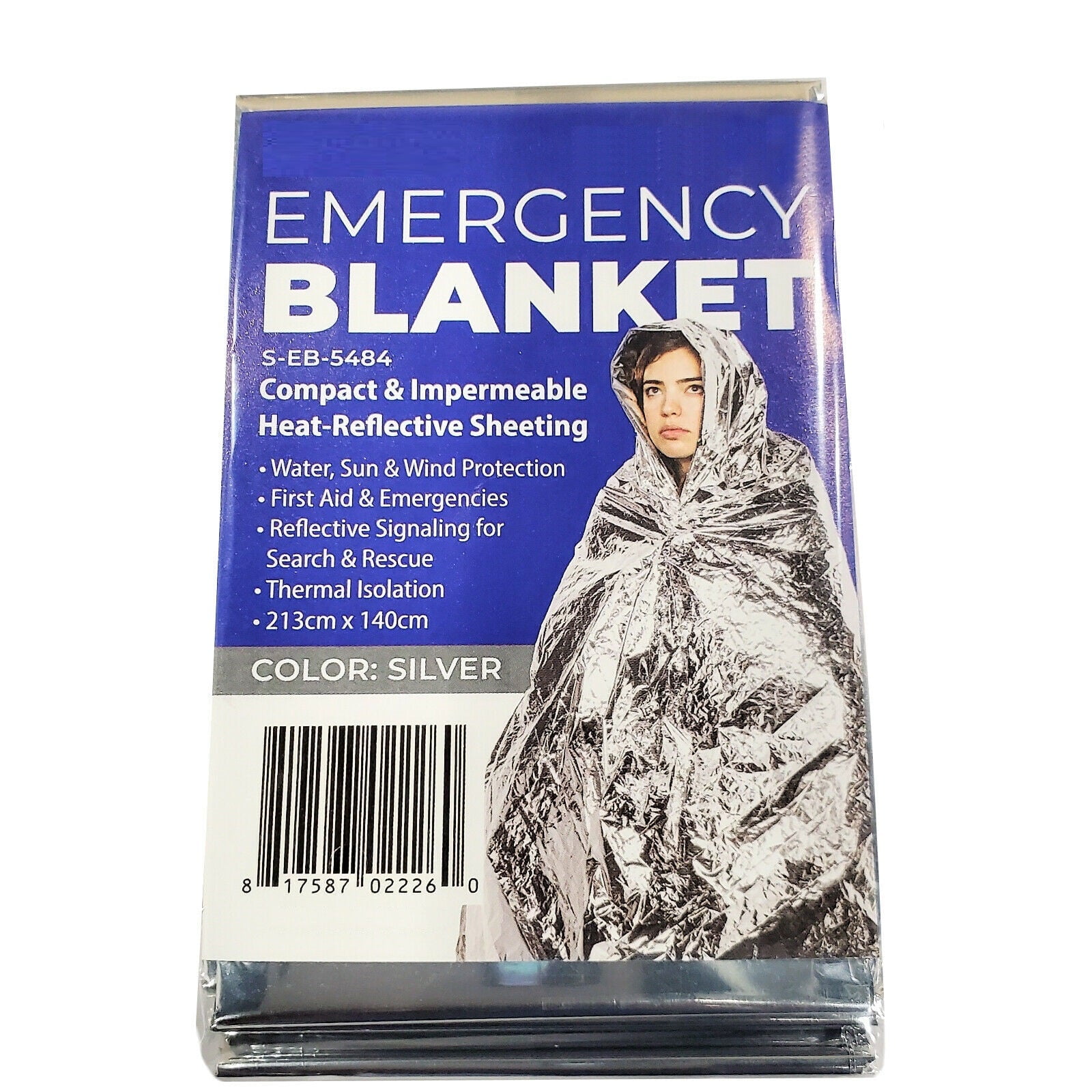 Emergency thermal blanket Pack of 5 Silver reflective solar