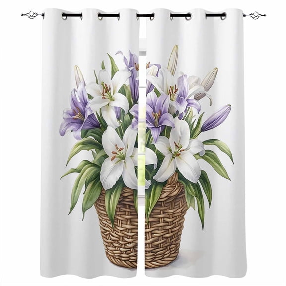 Emerging Blossoms Floral Blackout Curtains for Bedroom Living Room Darkening Curtains 84 Inch Length 2 Panels Set Summer Botanical Spring Window Curtain Window Treatment Grommet Drapes 42"x84"