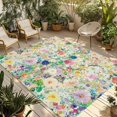 thumbnail image 1 of Emerging Blossoms Pattern Outdoor Rug 5x7 Ft - Reversible Patio Rug Outdoor Camping Rugs, Colorful Watercolor Floral Washable Indoor Outdoor Area Rugs, Non-Slip Outdoor Carpet Runner for Deck/Porch, 1 of 8
