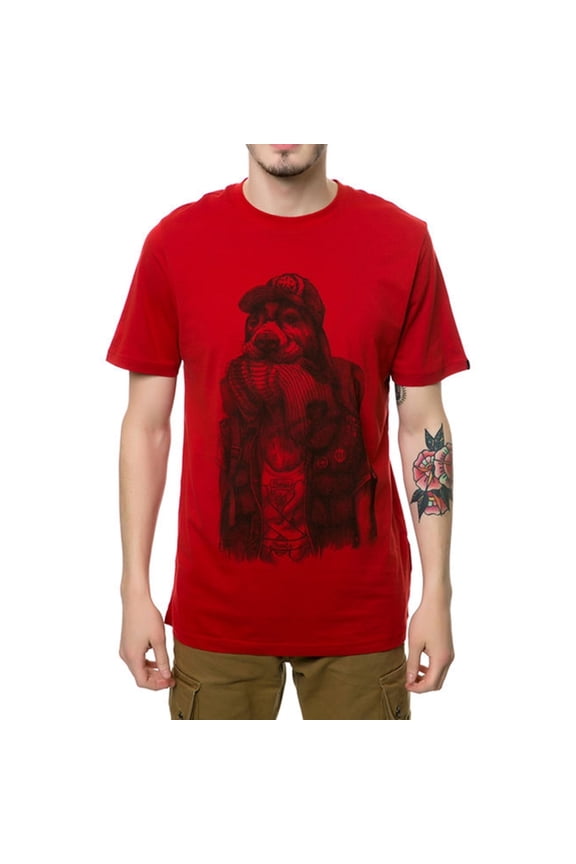 . Mens The Bones Not Bombs Graphic T-Shirt, Red, Small