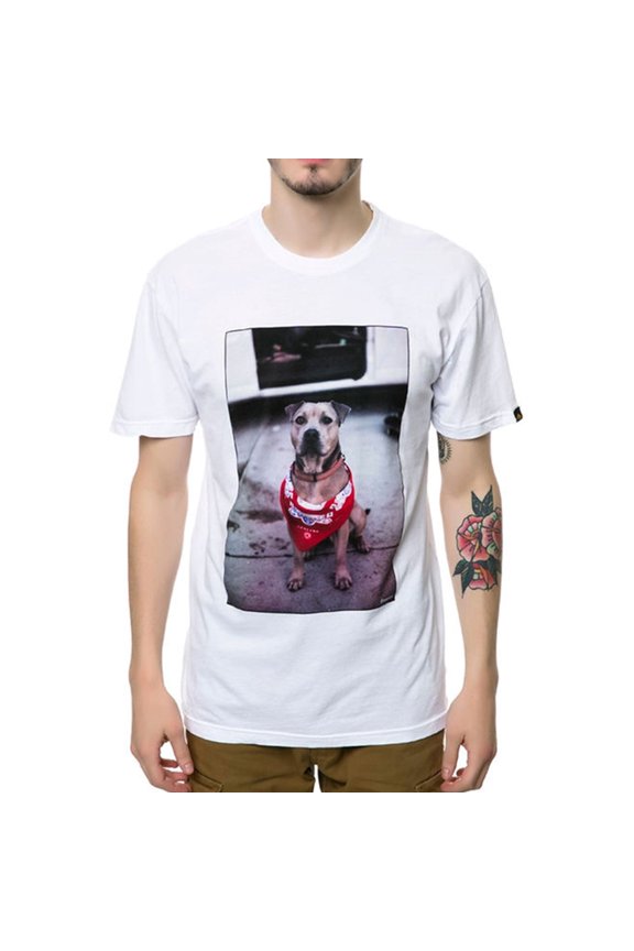 . Mens The Chief Dog Graphic T-Shirt, White, X-Large