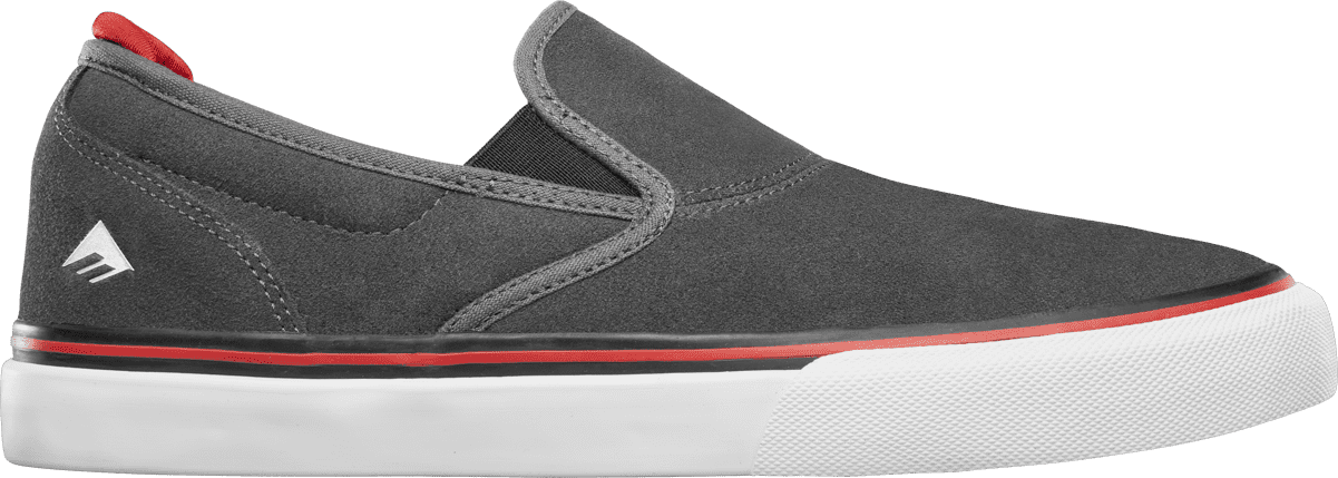 Emerica Mens Wino G6 Slip-On Dark Grey Black Red Shoes 