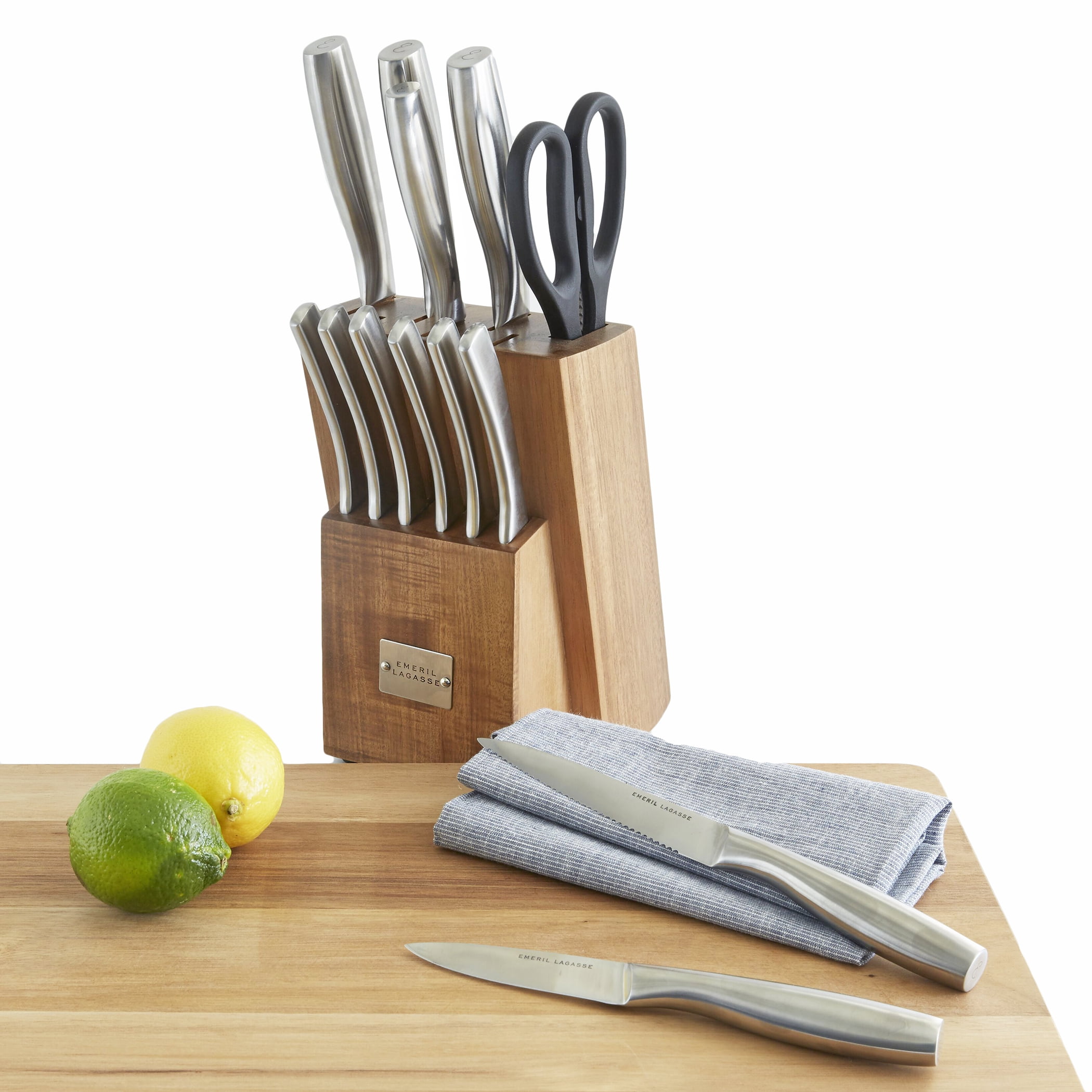 Emeril 3-Piece Specialty Cutlery Kitchen Knife Set (6.5 Nakiri, 5.5 Prep,  & 4.75 Spreader Knives) (White)