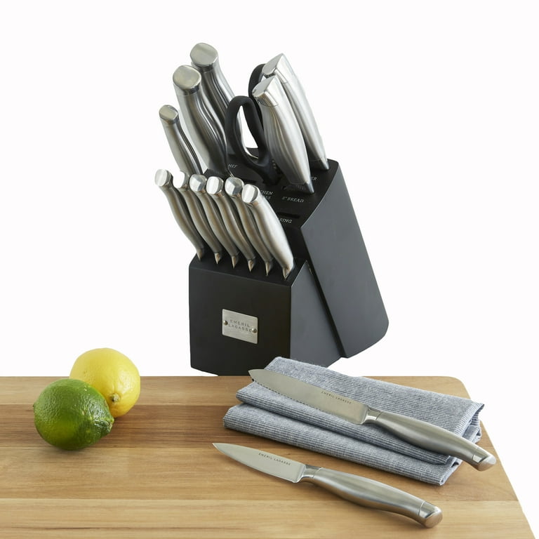 Emeril Lagasse 3-Piece Stamped Kitchen Knives Set - 8” Chef Knife, 5.5  Prep Knife, & 3.5 Paring Knife - Slice Fruit & Meat Effortlessly