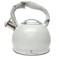 thumbnail image 1 of Emeril Lagasse 2.6 Quart/2.5 Liter Whistling Tea Kettle, Stainless Steel Tea Pot for Induction Stove Top, Fast to Boil Water for Home Kitchen Condo, with Ergonomic Cool Folding Grip Handle, White, 1 of 6