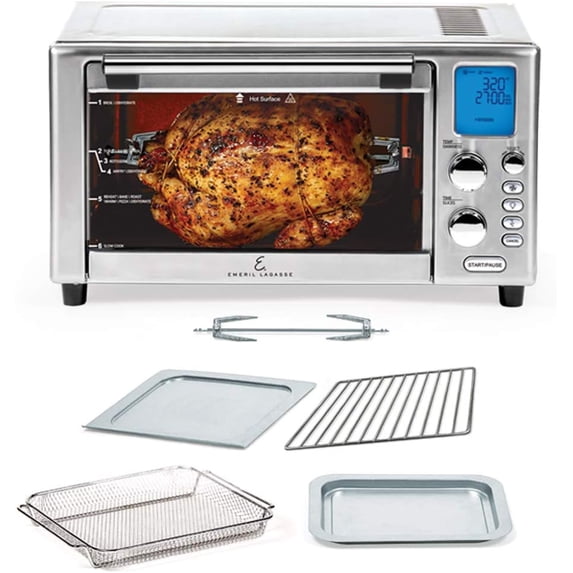 Emeril Lagasse Everyday 360 Stainless Steel Air Fryer, 360° Quick Cook Technology, 12 Pre-Set Cooking Functions