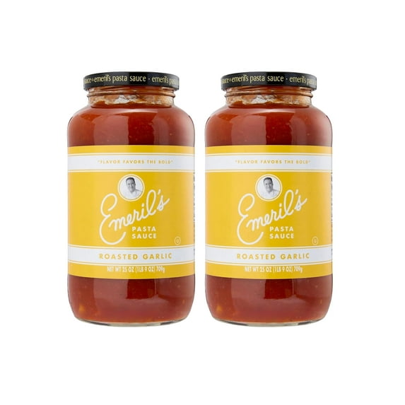 Emeril Lagasse Pasta Sauce Jar 25 Oz Gourmet Pasta Sauces : Roasted Garlic Sauce Best for Homemade Pasta, Low Carb Pasta Sauce & Healthy Spaghetti Sauce (2-PK Roasted Garlic)