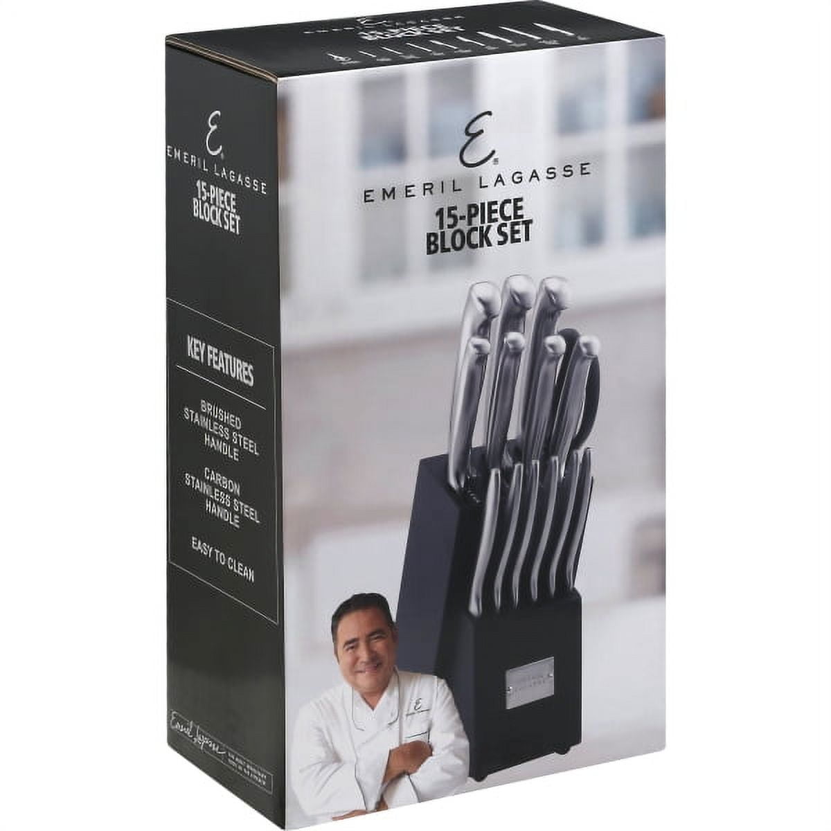 Emeril Lagasse 18-Piece Knife Set with Block - Stainless Steel Premium  Kitchen Knife Set with Black Handles, Includes 8 Steak Knives, All-Purpose