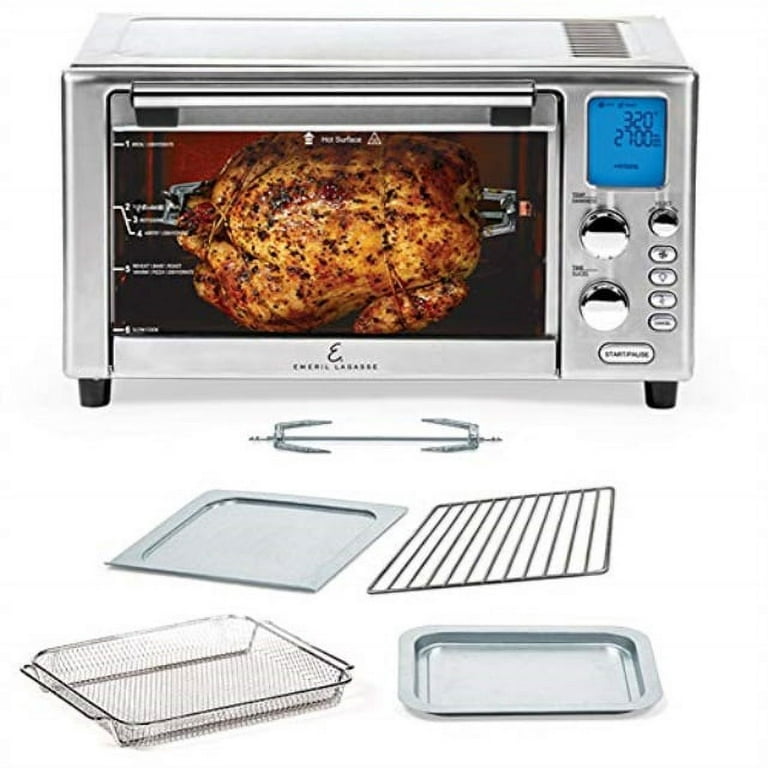 Emeril Power Grill 360, 6-in-1 Countertop Convection Toaster Oven with Top  Indoor Grill, Air Fry, Roast, Toast, Bake, Dehydrate, Glass Lid, Stainless