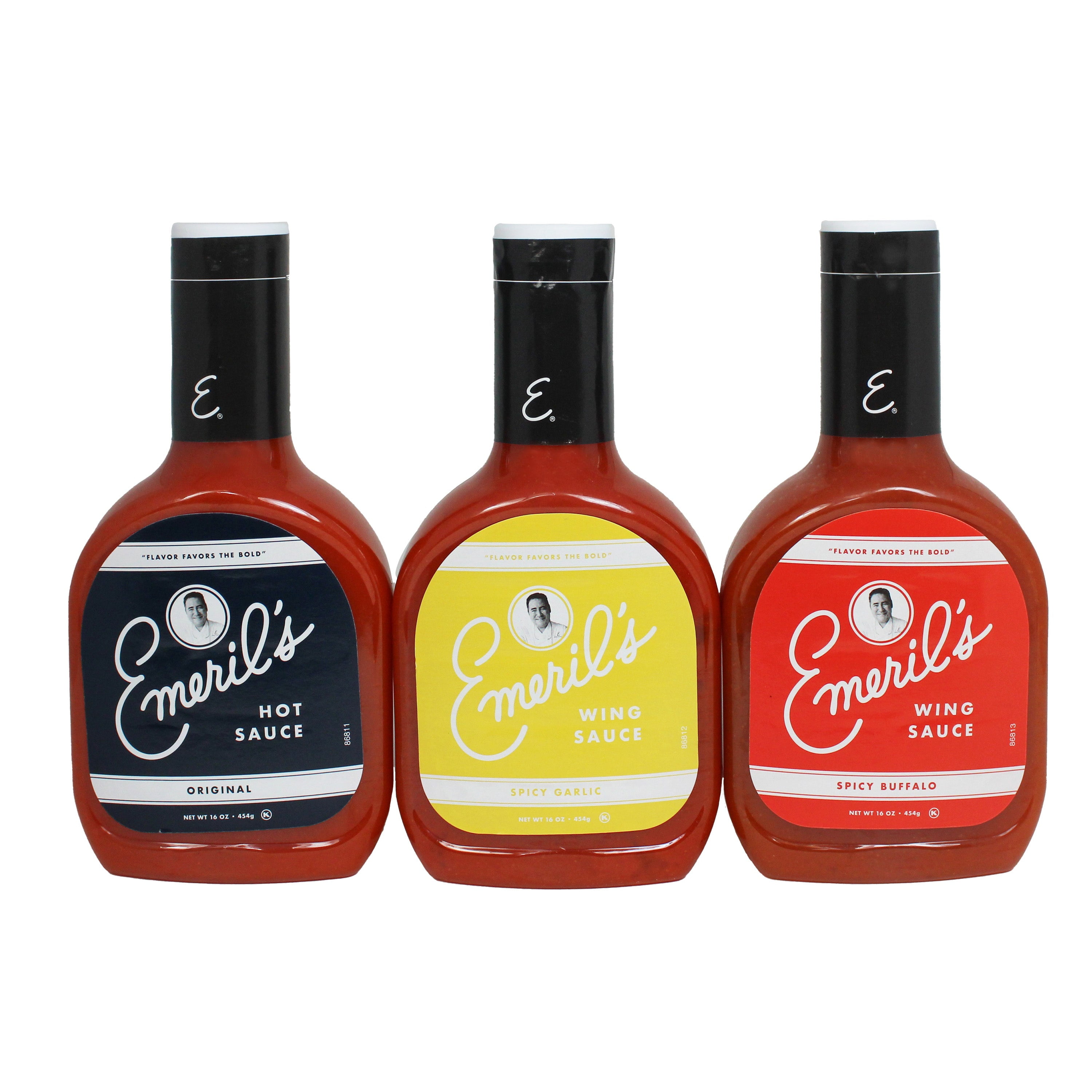 Emeril's Original Hot Sauce, Spicy Garlic Wing Sauce, Spicy Buffalo