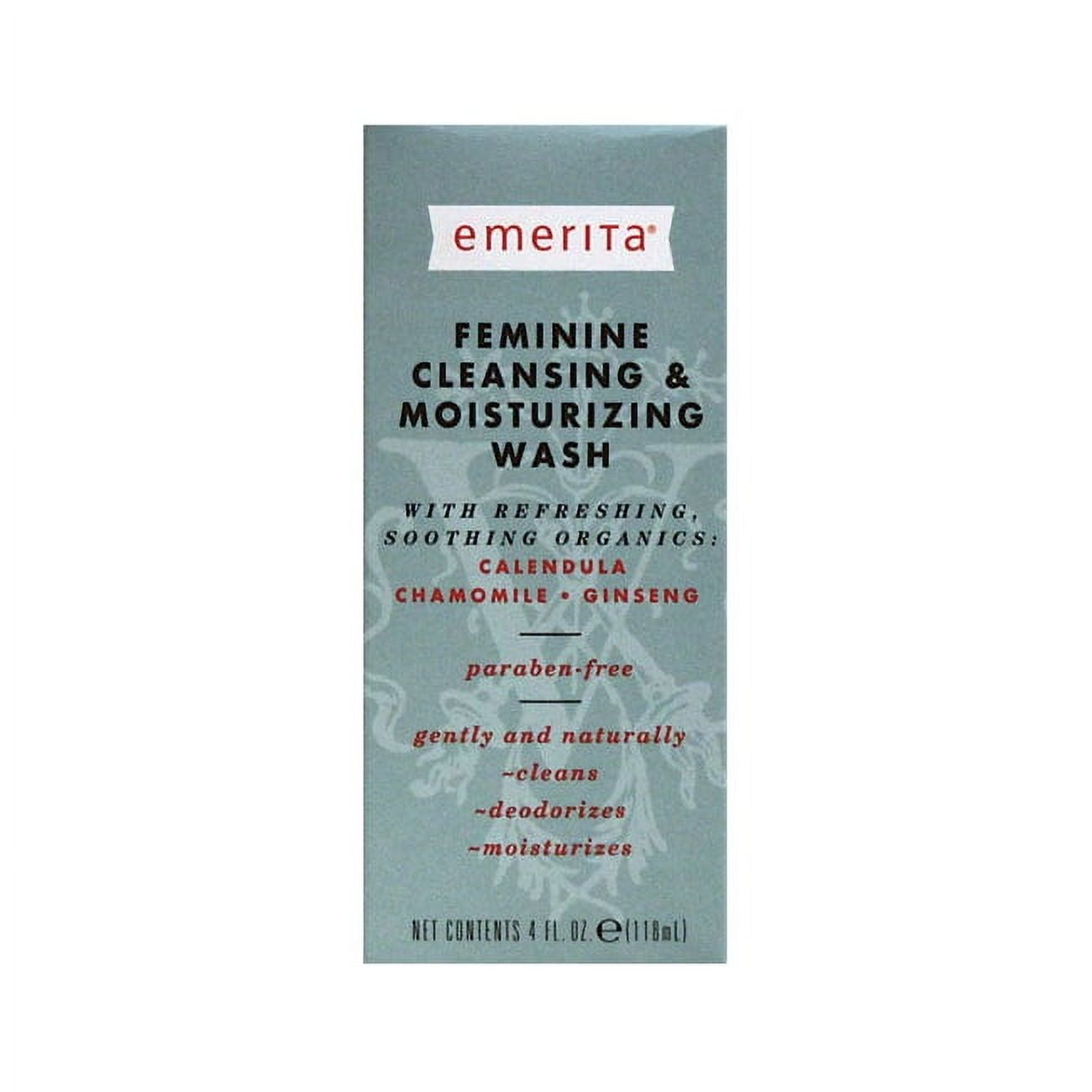 Emerita Feminine Cleansing & Moisturizing Wash | Gently Cleanses & Deodorizes | Formulated to Help Support Healthy Vaginal pH | Aloe, Chamomile | 4 oz