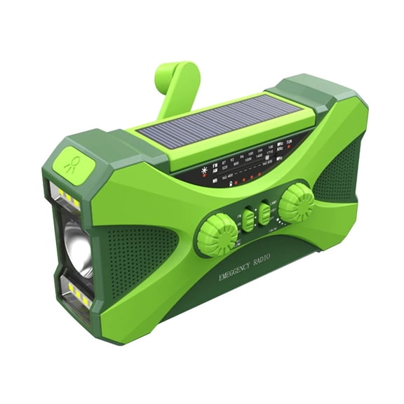 Emerncy Flashlight Torch 10000mAh Power Bank Multifunctional Radio Hand Crank Solar USB Charging FM AM Weather Radio ,Portable