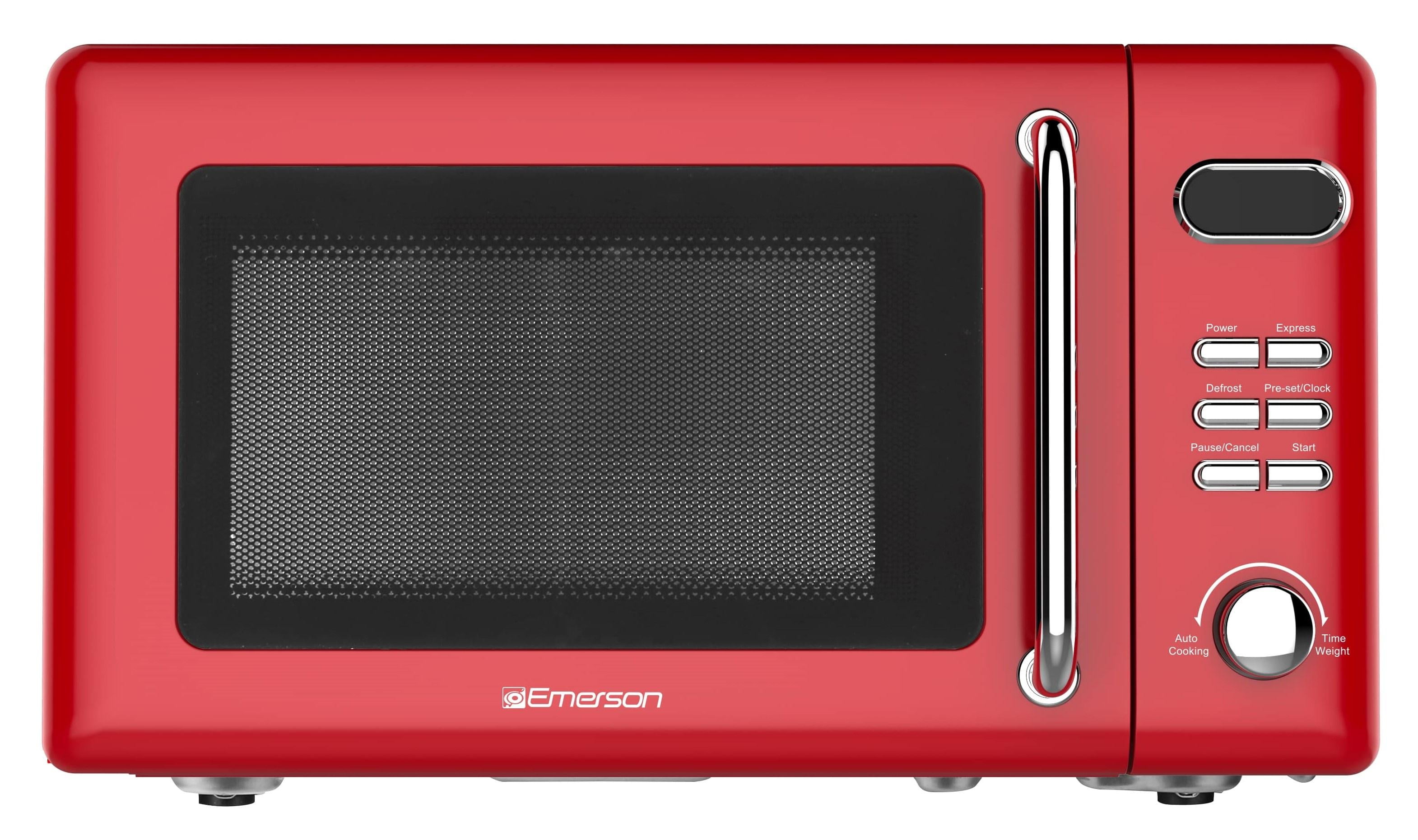 Emerson 0.7 Cu Ft 700 Watt, Retro Digital Microwave Oven, Red