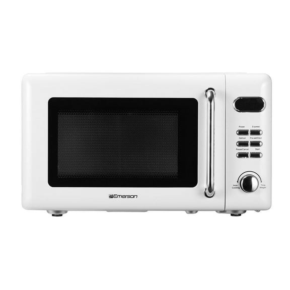 Emerson 0.7 Cu Ft, 700W White Retro Countertop Microwave Oven, MWR7020W