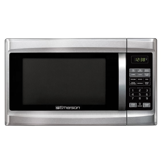 Emerson 1.3 Cu Ft 1000 Watt, Touch Control Microwave Oven, Stainless Steel/Black, MW1338SB