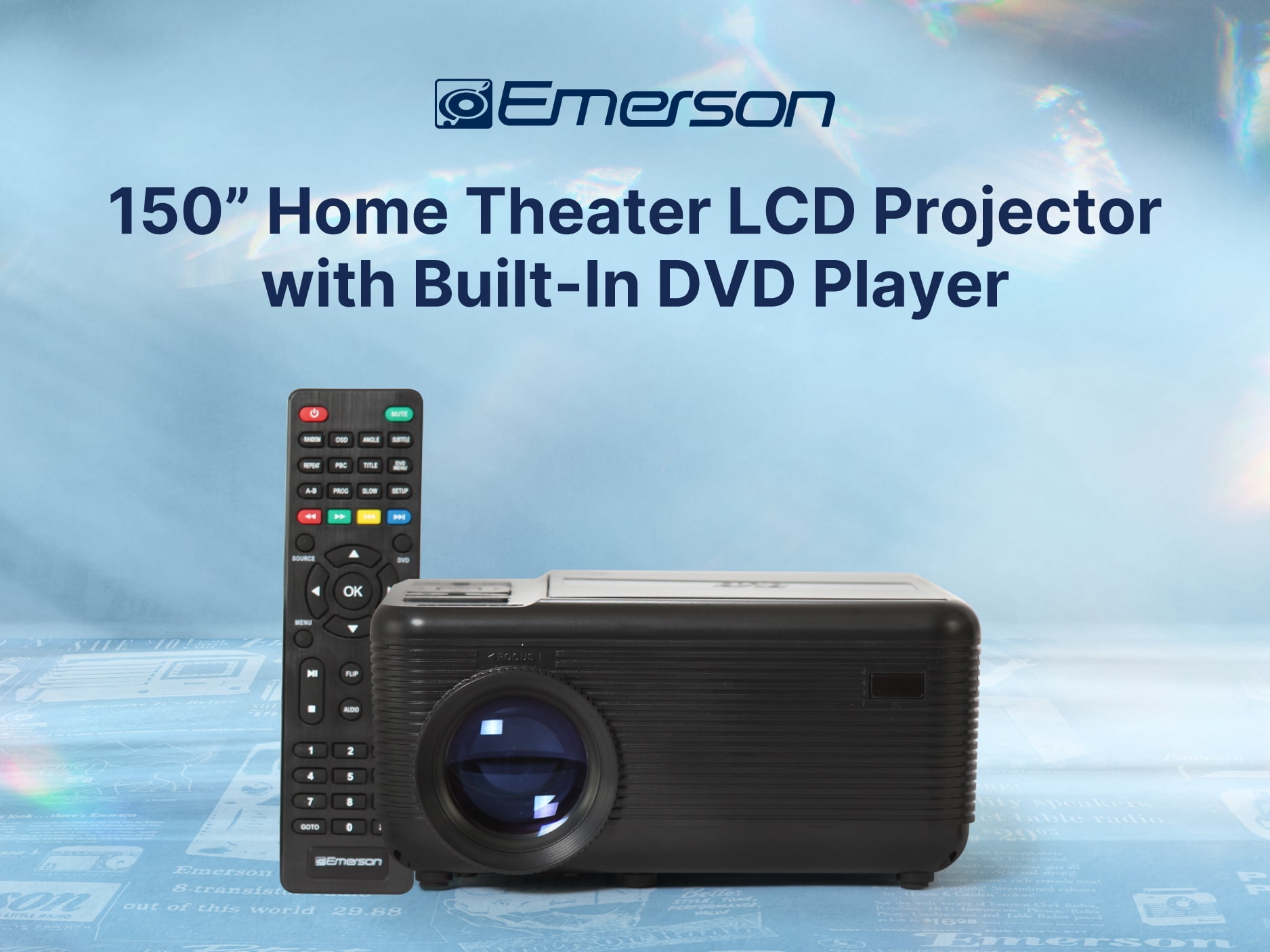 Emerson EVP-2500 150-inch Home Theater LCD Projector with 720p and DVD Player, Black