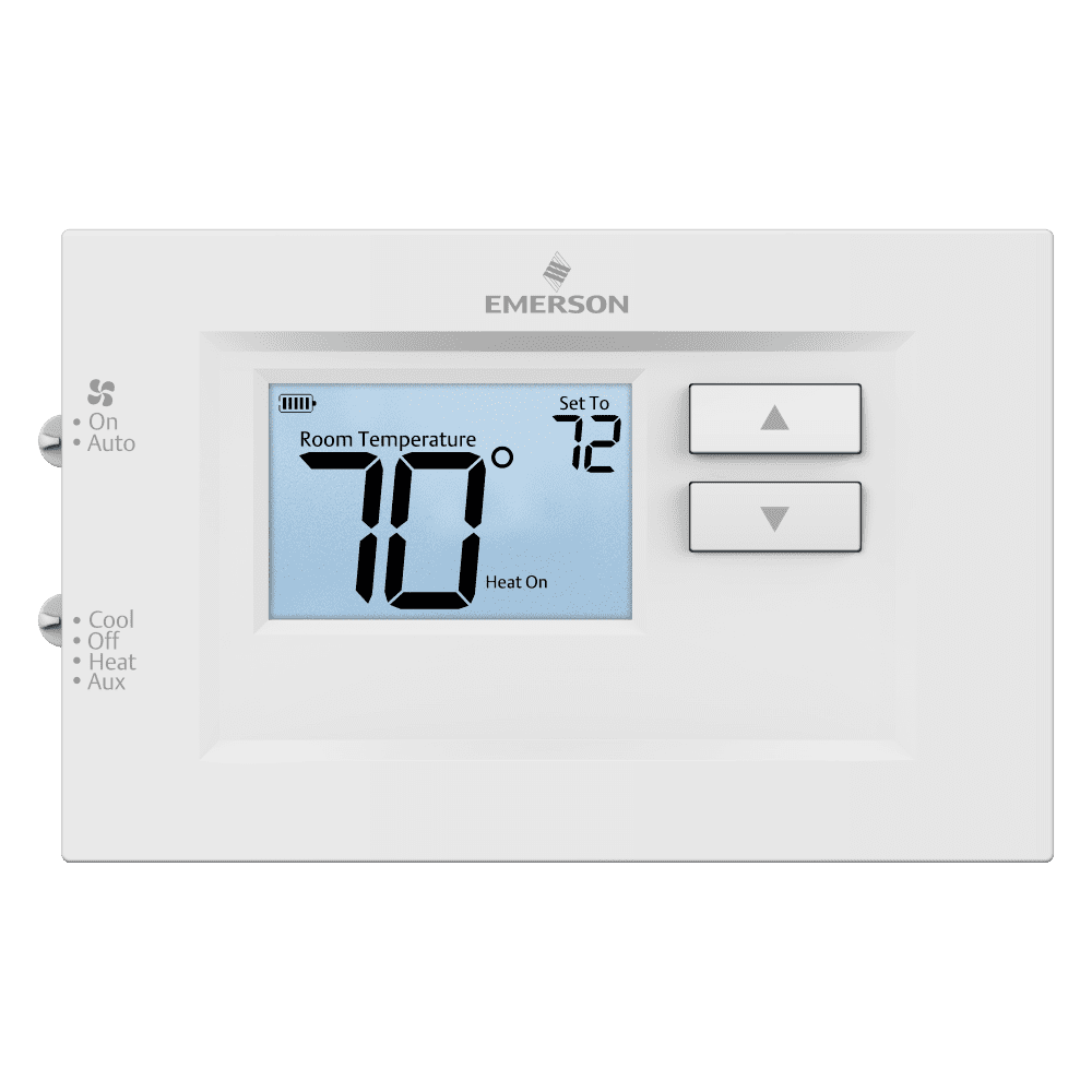 White Digital Non-Programmable Heat Pump Thermostat with Mounting Hardware