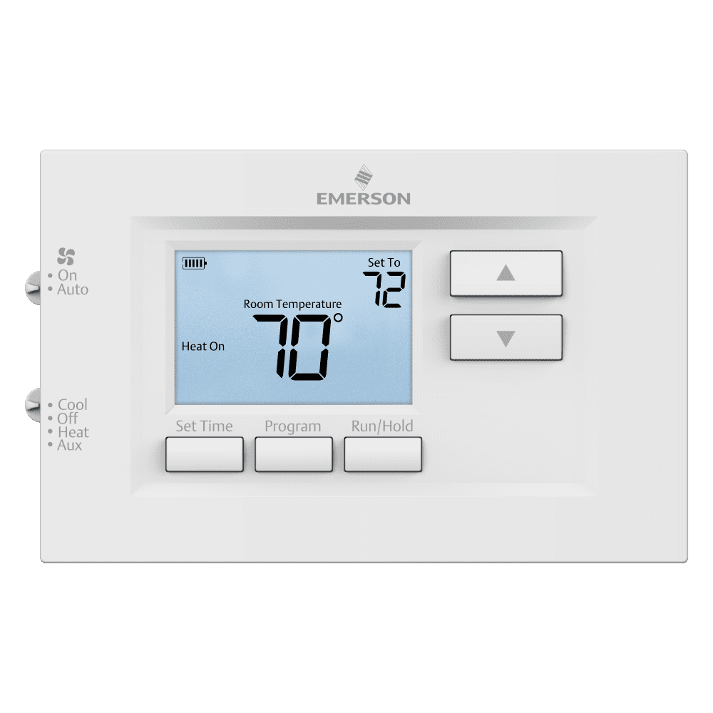 White Programmable Digital Heat Pump Thermostat with Mounting Hardware