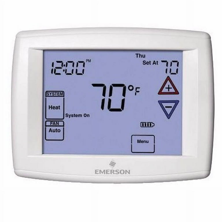 Emerson 1F97 1277 Touchscreen 7 Day Programmable Thermostat for Single Stage and Heat Pump Systems
