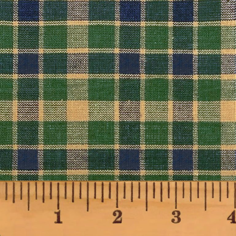 Emerson 5 Blue & Green Plaid Homespun Cotton Fabric Sold by the Yard