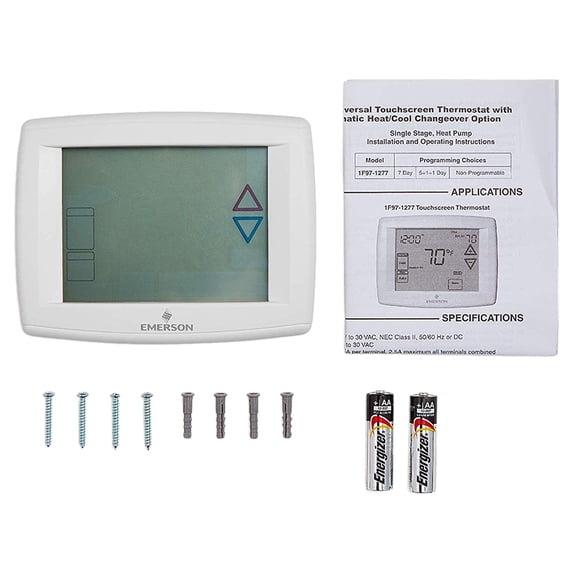 Emerson 90 Series Programmable, 1H/1C, Blue Digital Touchscreen Thermostat