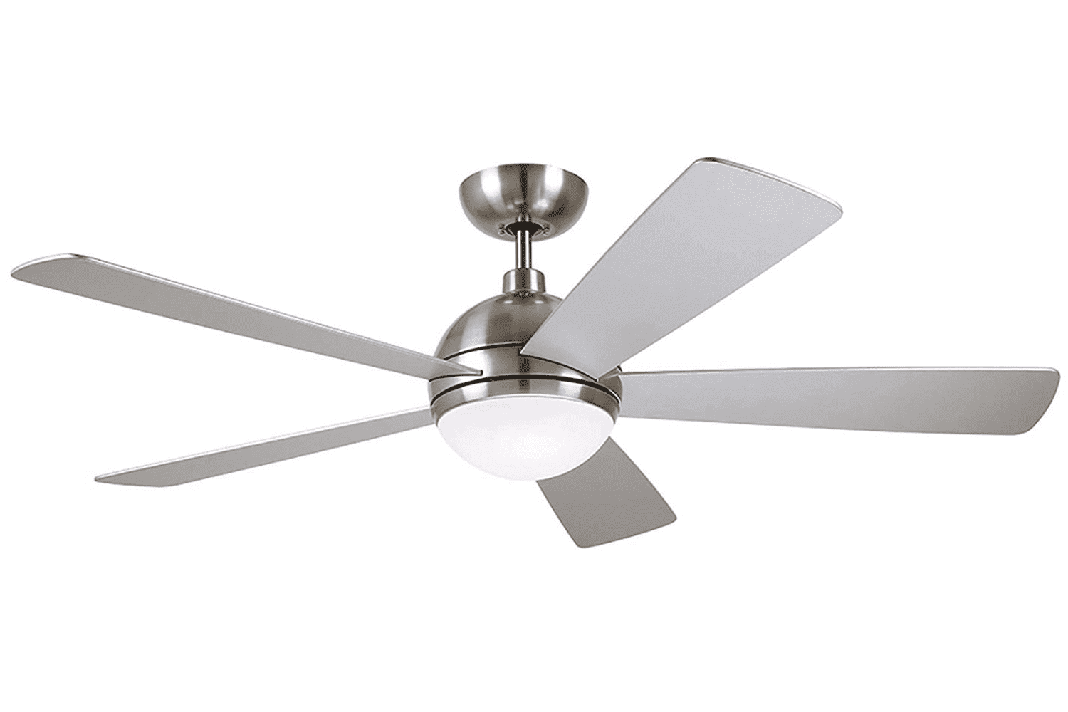 52-Inch Brushed Steel Ceiling Fan with LED Light and Remote