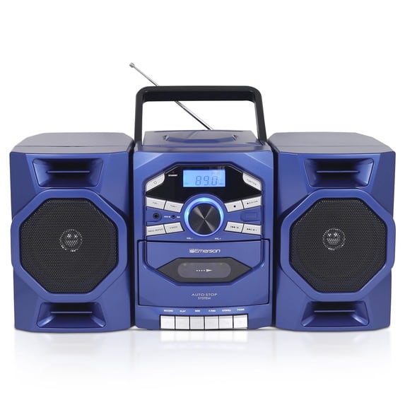 Emerson Boombox with CD & Cassette Player | Digital AM FM Portable Radio MP3, AUX, Mic Input | Portable Stereo System For Home, Indoor, Outdoor | Loud Big Speakers