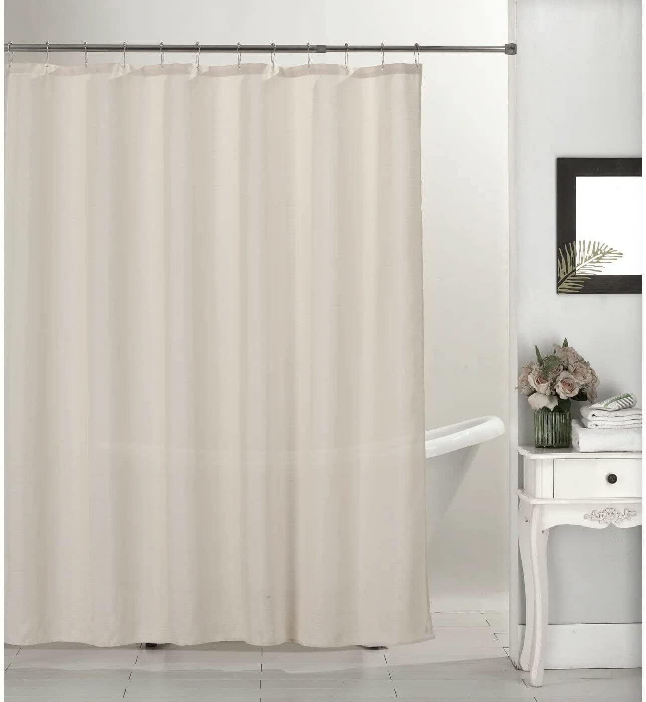 Emerson Canvas Shower Curtain Modern Solid Color Polyester, Durable