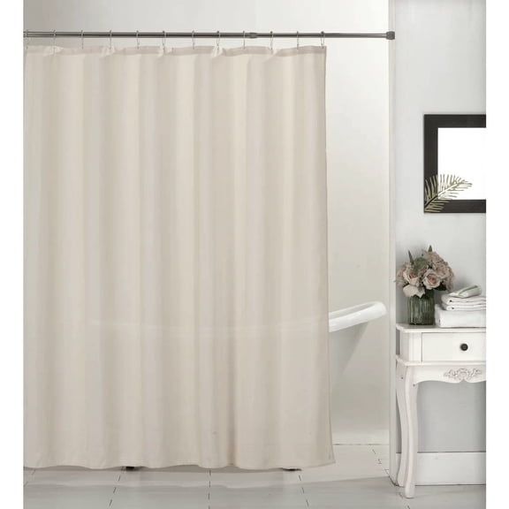 Emerson Canvas Shower Curtain Modern Solid Color Polyester, Durable Bathroom Tub Décor 70" x 70" - Beige