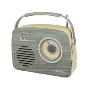 Emerson EAS-3002 Portable Retro Radio with Built-in Rechargable Battery, Gray
