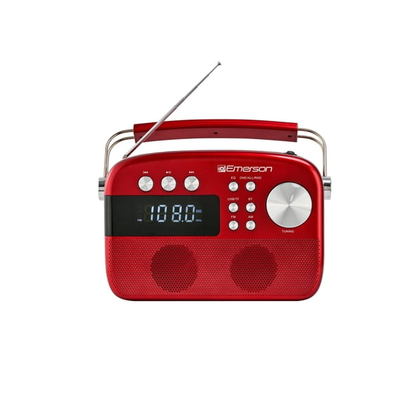Emerson EAS-3010 Portable Bluetooth Radio with MP3 Player, Retro Style Wireless Speaker with AM/FM Tuner, Built-in 1200mAh Rechargeable Battery, 5W Stereo Sound, USB/TF/Aux-in, LCD Display