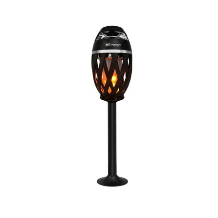 Emerson EAS-4000 Outdoor Flame Lamp with Bluetooth Speaker Wireless Portable Speaker with Flickering Flame Light, Built-in Rechargeable Battery, and 360 Sound for Patio, Yard, Camping, and Parties