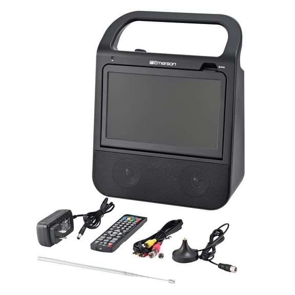 Emerson Combo 10-In. Portable TV and Bluetooth In/Out DVD/CD/USB/FM Radio Boom Box System, HDMI/Aux and Mic Inputs, Remote, EDL-3000