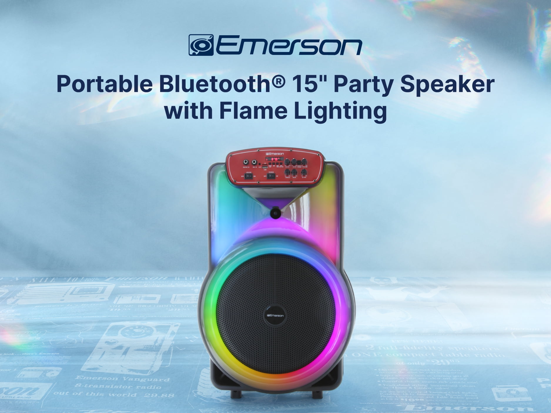 Emerson EDS-1520 Portable Bluetooth 15" Party Speaker with Flame Lighting