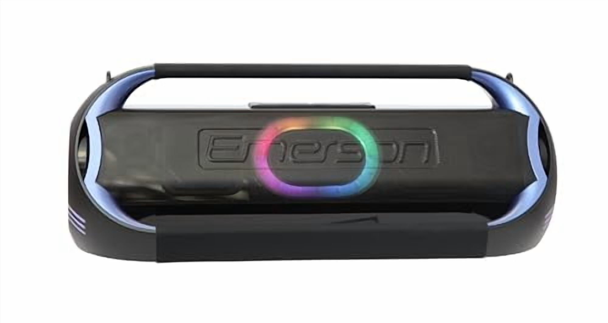 Emerson EDSP-5001 Triad Grip XL Portable Bluetooth LED Party Speaker with Powerful Bass, Colorful Light Show, Built-in Rechargeable Battery, Dual Speaker Drivers, and Wireless Stereo Pairing