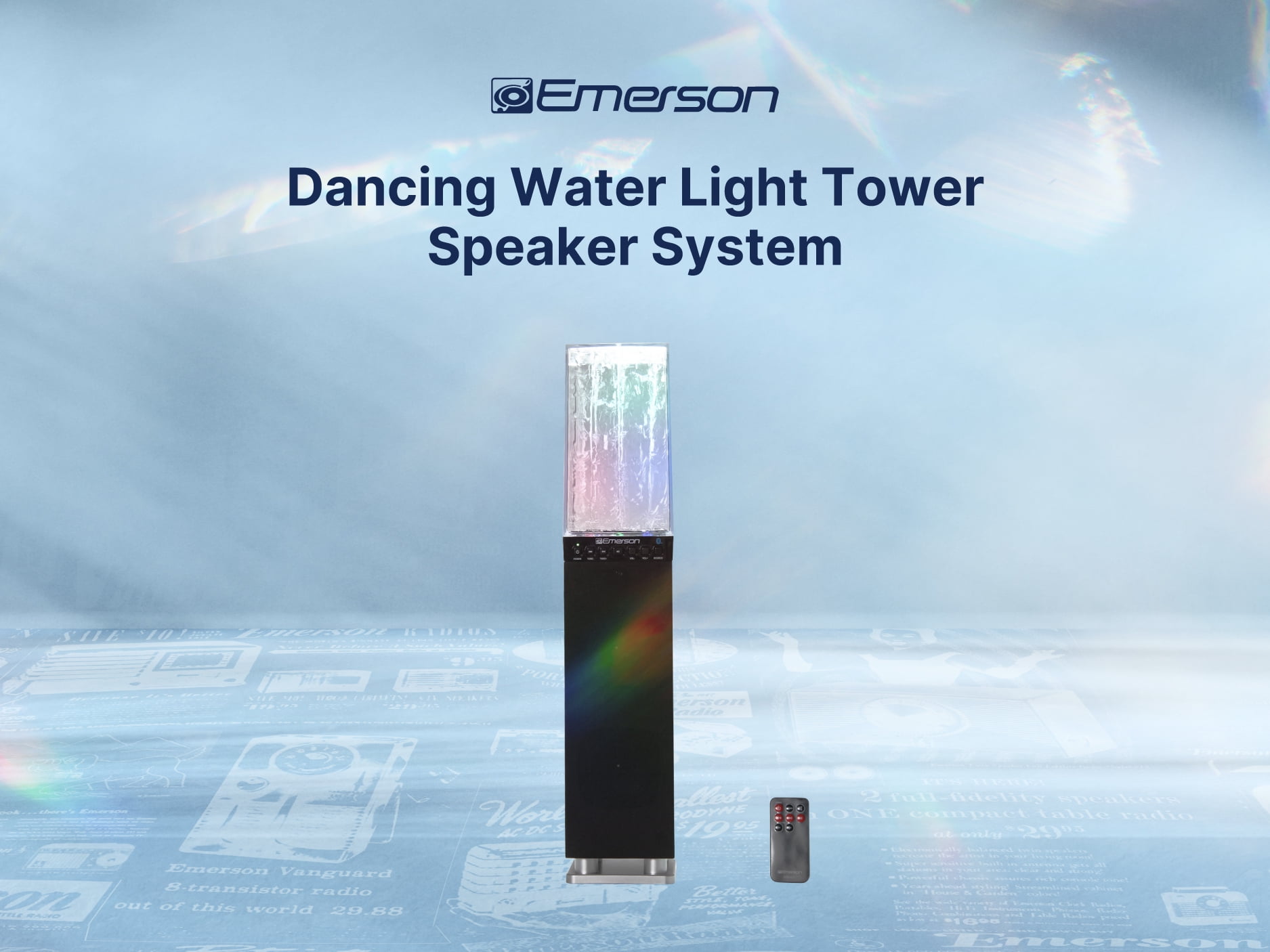 Emerson EHS-2001 Dancing Water Light Tower Speaker System with Bluetooth, Black