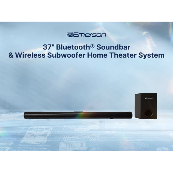 Emerson EHS-2050 37-inch Bluetooth Soundbar with Subwoofer and Remote Control, Black